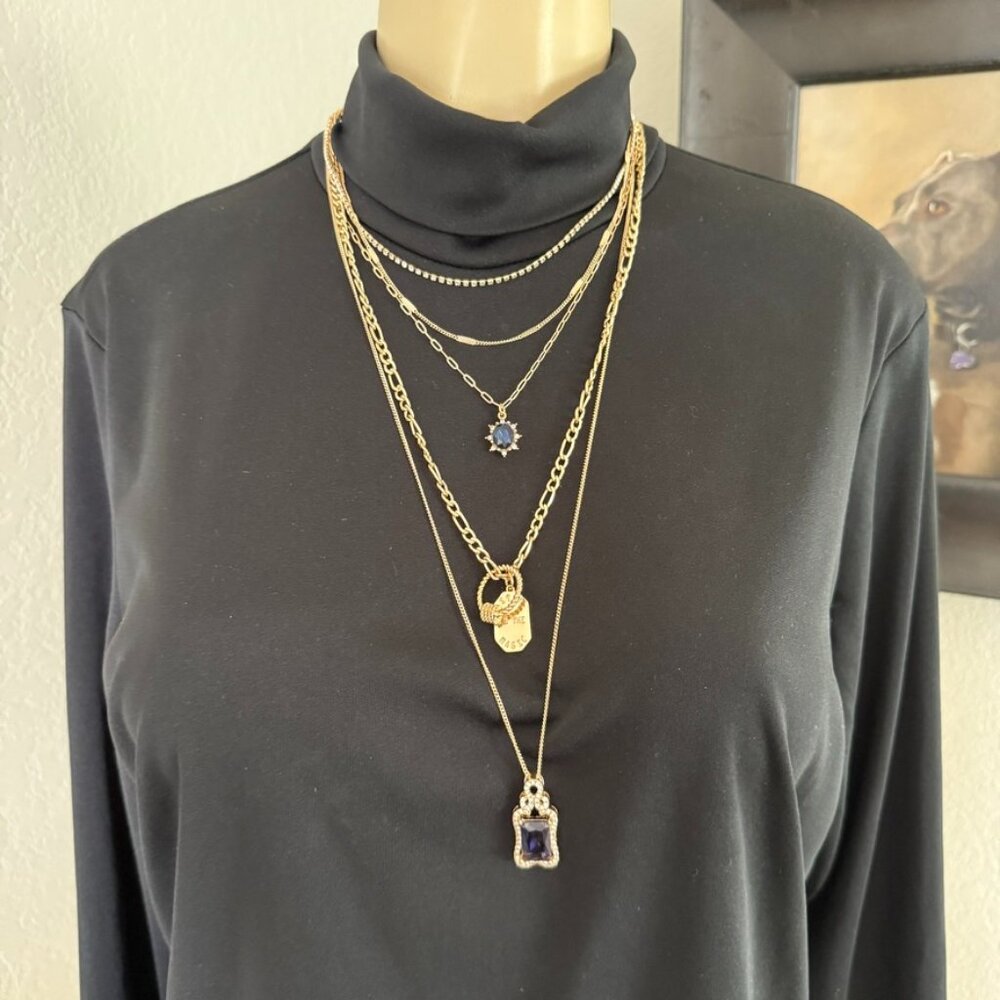 #10 garden party costume jewelry / purple&green gems with gold accents necklace